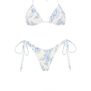 Floral Blue and White Bikini Set